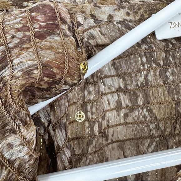 Zimmermann Botanica Python Silk Metallic Sheer Swing Blouse Womens 3/ US 10 - Picture 13 of 14